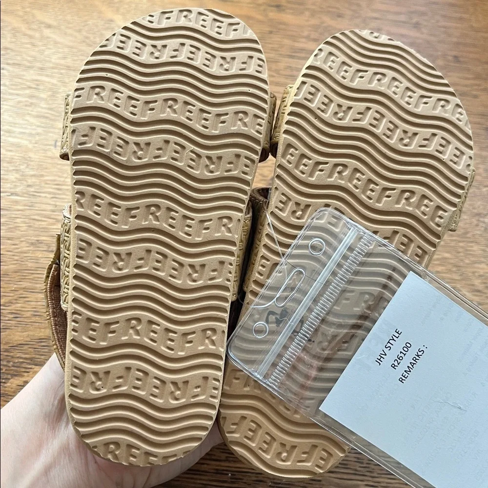 NWT REEF Little‎ Cushion Vista Woven Tan Girls Double Strap Sandals 9